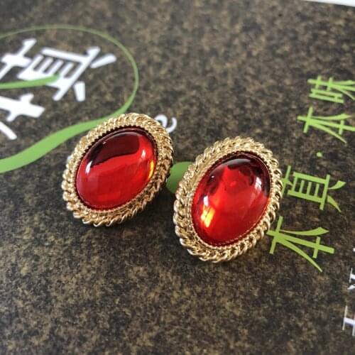 Red Opal Sweet Stud Earrings Textured Alloy Wedding Party Jewelry Modern New