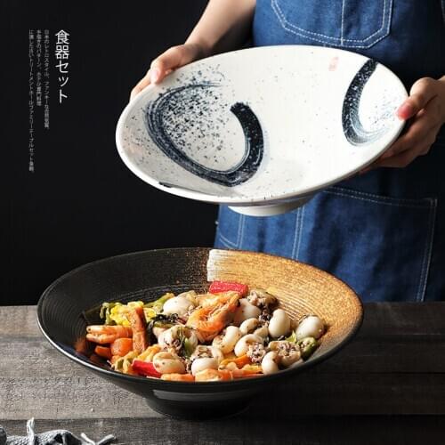 Japanese style creative ceramic super large bowl sauerkraut fish bowl spicy pot big deep soup bowl restaurant special tableware