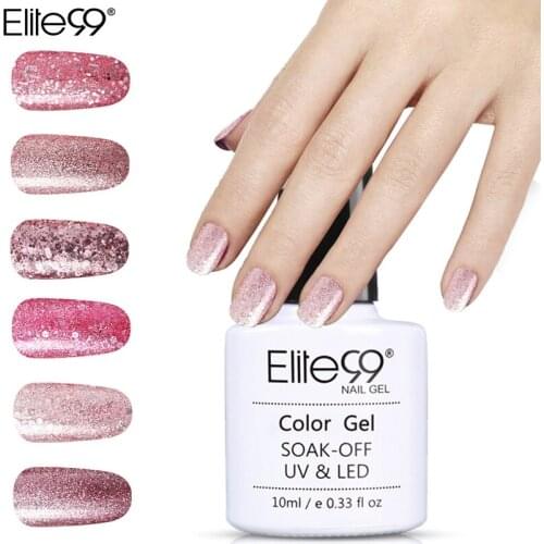 Elite99 10ml Rose Gold Gel Varnish Nail Polish Bling Glitter Nail Gel Polish Soak Off Shining Nail Art Manicure UV Gel Lacquer
