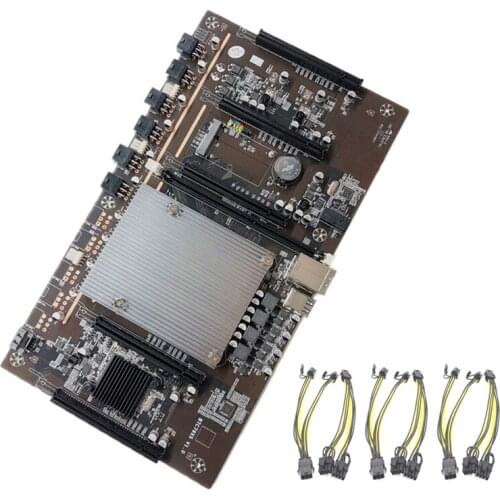 BTC Mining Motherboard+6X6Pin to Dual 8Pin Cable LGA 2011 DDR3 Supports 32G 60mm Pitch Support RTX3060 Card for Miner
