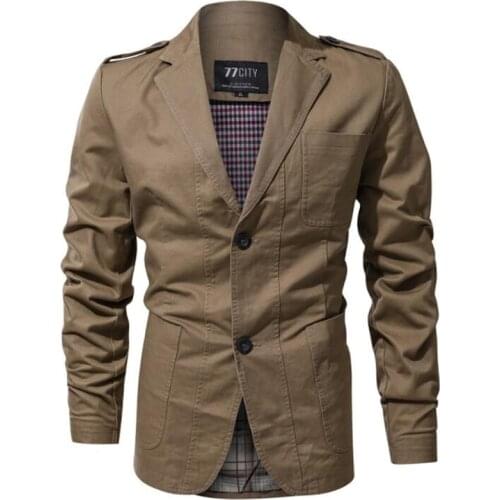 Hot Military Fashion Men Blazer Slim Fit Cotton Trend Washed Blazers Men Suits Casual Jacket Men Blazer Masculino