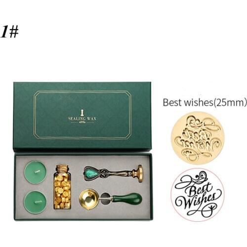 Vintage Spoon Stamp Set Box with Sealing Wax Beads Candle Craft Wedding Packaging Gifts DIY Scrapbooking Tools