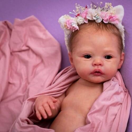 17inch Reborns Doll Kit Unpainted Babies Doll Kit with Head Full Limbs & Body Cloth, Handmade Mold Set DIY Realistic Toy for Kid