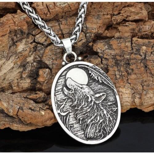 Norse Viking odin wolf amulet Pendant Necklace