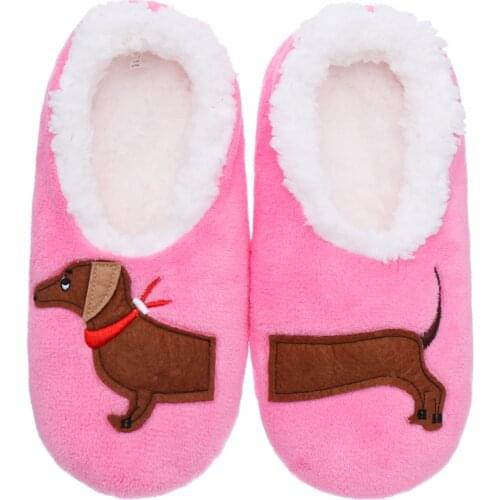 Adult House Slipper Socks/Super Warm Cozy Fluffy Soft Sole Sherpa Lining Non Skid Indoor Socks/Gifts for Teens Dachshund