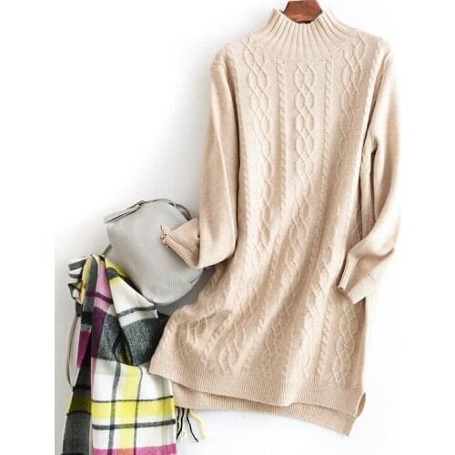 2021 New Fashion New Sweater Winter Half-Collar Long Sweater Women Solid color comfortable Simplicity Versatile