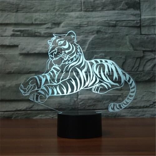 New tiger seven color 3D night Led touch lamp visual lights for childrens best Christmas gifts