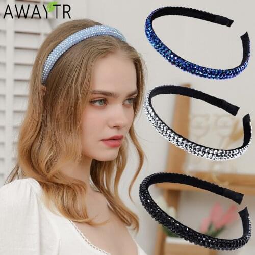 Girls Solid Color Luxury Rhinestone Headband Women Crystal Bezel Hairband Hair Hoop Band Fashion Hair Accessories Bride Headwear