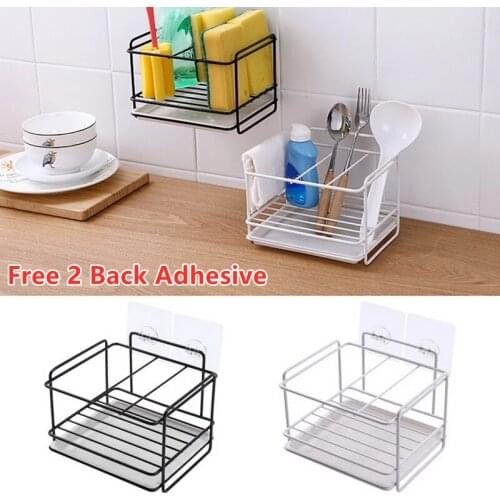 Kitchen Sink Organizer Sponge Holder Storage Drying Rack Spice Organizer Drainer Basket Shelf Rag Bottle Hanger Hook Accessories