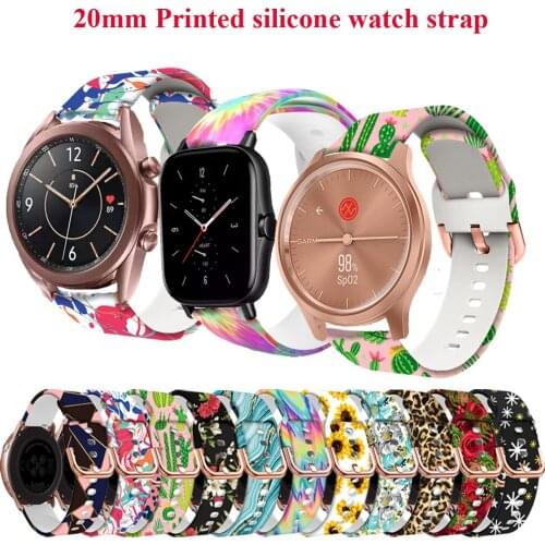 20mm Printing Band For Samsung Galaxy Watch 42mm Garmin Forerunner 645 55 Strap Easyfit Silicone Smart Watchs Wristband Bracelet
