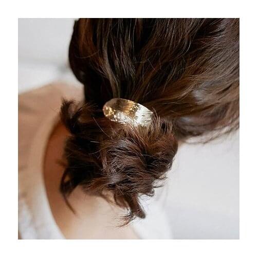 Fashion Girl Elastic Hair Accessories Metal Leaf Rubber Band Rope Scrunchie Ponytail Holder Bands