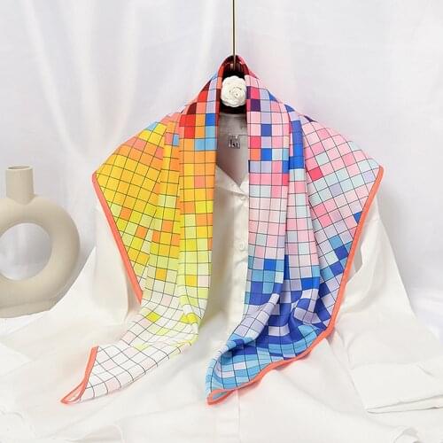 Luxury Women Silk Satin Scarf Square Hijab Bandanas Large Sexy Tops Foulard Femme Sunscreen Pashmina Wraps Headwear for Ladies