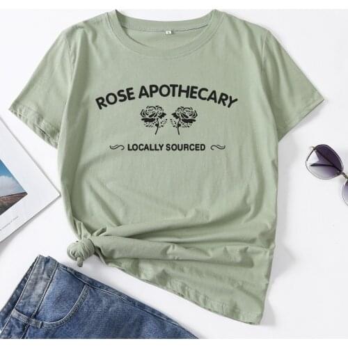 Rose Apothecary Flowers Roses Woman T-Shirt Short Sleeve T-Shirts Summer Tops for Women Cotton Graphic Tee Female Shirt Clothes