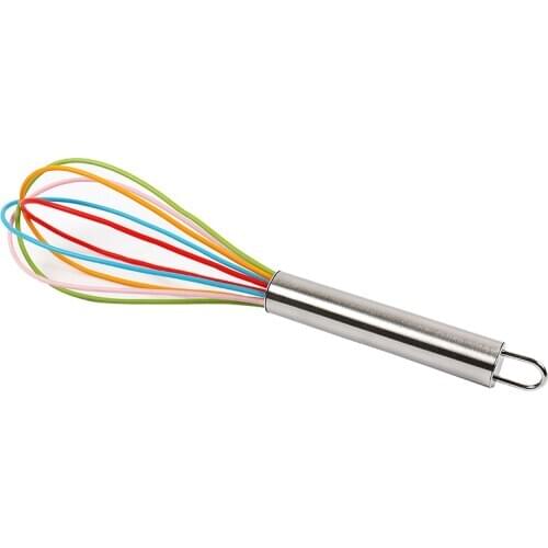 Stainless Steel Silica Gel 10" Manual Round Handle Egg Beater Baking Milk Cream Butter Whisk Mixer Stiring Kitchen Bakery Tools