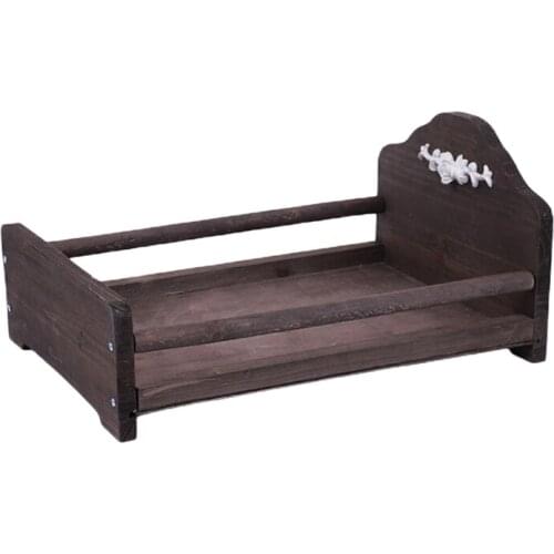 T5EC Newborn Posing Detachable Mini Bed Baby Photo Shooting Props Wooden Crib Infant Photograph Accessories