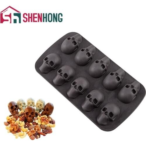 SHENHONG 10 Cavity Ice Cube Skull Shape Silicone Mold Bar Ice Cream Maker Whiskey Wine Tray DIY 3D Cool Tools Summer