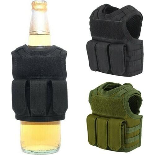 Tactical Beer Bottle Beer Vest Cover Military Mini Miniature Molle Vest Personal Bottle Drink Set Adjustable Shoulder Straps