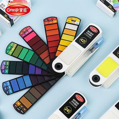 High-quality 42-color solid watercolor paint box portable Brush Pen oil paint Artistic Painting Supplies