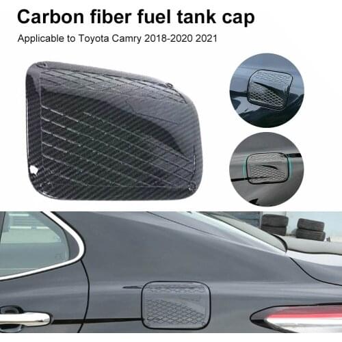 1Pcs Fuel Tank Door Cover Sticker Carbon Fiber ABS Car Decals Gas Tank Decoration for Toyota Camry 2018-2021 Car Sticker Decal