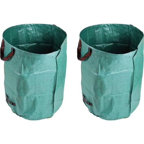 2pcs Garden Bag Reusable Leaf Sack Trash Can Foldable Large Capacity Garden Garbage Waste Collection Container Storage Bag