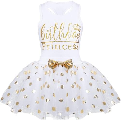 Baby Girls Birthday Princess Outfits Dots Tulle Tutu Skirt with Sleeveless Vest Tops Set 2Pcs for Toddler Girls Birthday Gifts