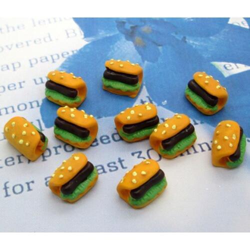 20Pcs Resin Hamburger Crafts Flatback Cabochon Scrapbooking Decorations Fit Hair Clips Embellishments Beads Diy