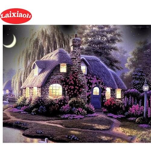 2020 round Diamond Painting House Garden Landscape Full square Rhinestone of Picture Diamond mosaic Valentines Day gift decor