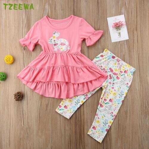 2020 Fashion Girls Clothing Set Summer Roupa Infantil Menina Baby Clothes For Girls Rabbit Toddler Girls Outfit Conjunto Menino