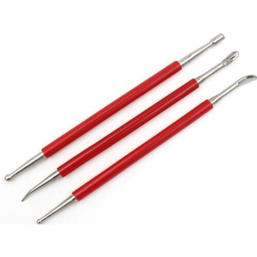 3PCS DIY Handmade Leather Carving Indentation Pen Craft Tools Stainless Steel Sculpture Special Tools For Clay Crimping Pen