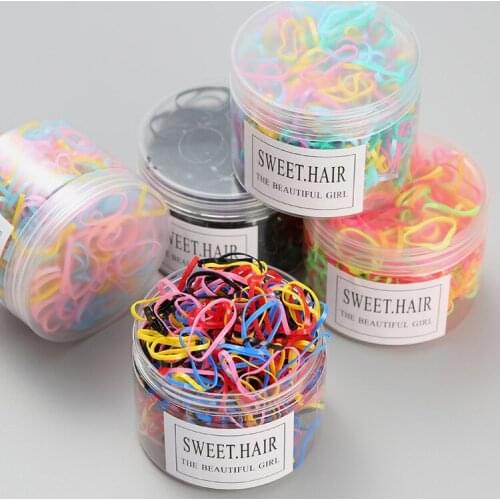 500pcs/Box Girls Colorful Hair Rope Thicken Disposable Rubber Bands Ponytail Holder Elastic Hair Bands Fashion Hair Accessories