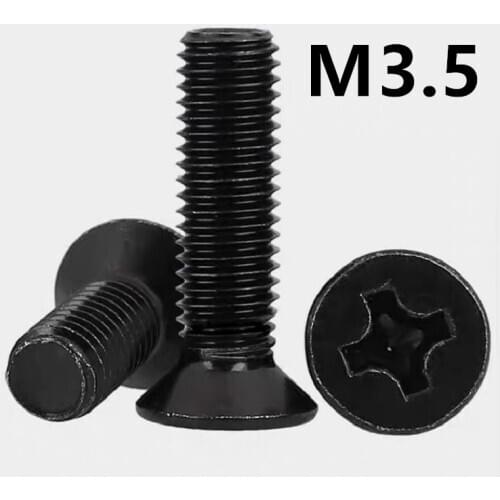 500PCS M3.5x6/8/10/12/14/16/18/20/25/50mm GB819 DIN965 Black 304 stainless steel flat head cross countersunk KM mechanical screw