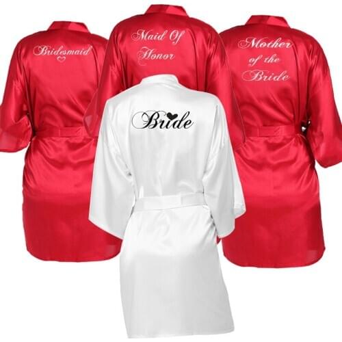 Wedding Party Personalized Favors gift Bride Team Robe Female Custom Name Bridal Party Robes Satin Dressing Gown
