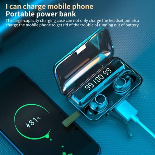 F9-30 Wireless Tws Headset With Bluetooth 5.0, Mini Waterproof Stereo Headset With 2000Mah Charger, Noise Reduction