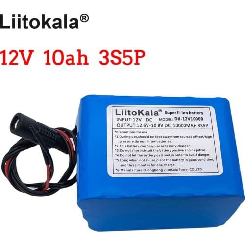 Large capacity 100% Original LiitoKala 18650 12V 10000mAh 18650 rechargeable lithium batteries for CCTV camera