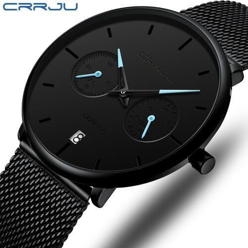 CRRJU Top Luxury Brand Men Business Watches Waterproof Quartz Analog Wristwatch Full Steel Male Clock Relogio Masculino
