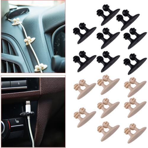 CITALL New Black Beige 8pcs PVC Car Wire Cord Clip Vehicle USB Charger line Cable Holder Organizer Clamp Plastic for Headphone