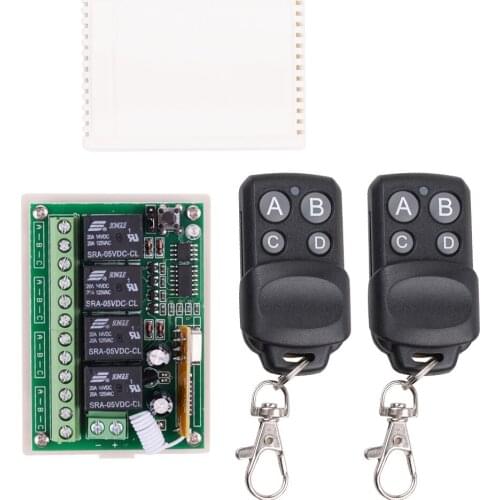 DC 5V 433Mhz Wireless Remote Control Switch 4CH relay Receiver Module With 4 channel RF Remote 433 Mhz Black Transmitter