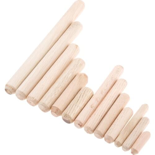 50-200 Pcs 20mm-100mm Wooden Dowel Cabinet Drawer Round Fluted Wood Craft Dowel Pins Rods Set Furniture Fitting