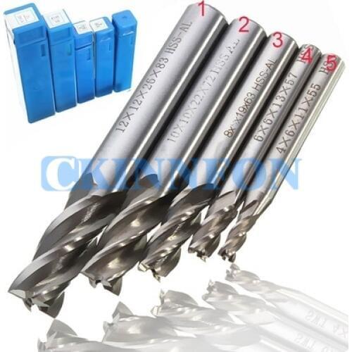 DHL 20Set *5PCS HSS-AL Straight Shank 4 Flute End Mill Cutter Drill Bit Tool ( 4/6/8/10/12mm)