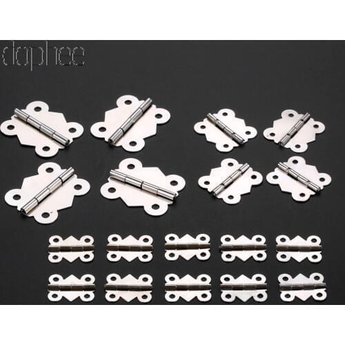 Dophee 4/10/50/100pcs Hinges Jewelry Gift Wine Music Wooden Box Case Dollhouse Cabinet Door Hinge with screws