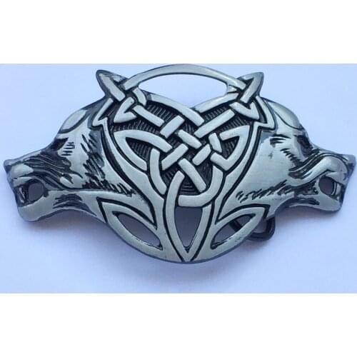 Double Wolf cowboy jeans gift Western Belt Buckle SW-BY887 suitable for 4cm wideth snap on belt with continous stock