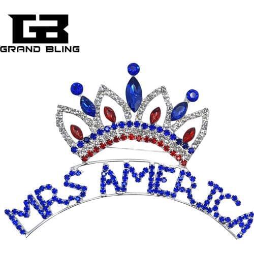 Fantastic Crown Brooch Jewelry with Words "MRS AMERICA" for Ladies of United States