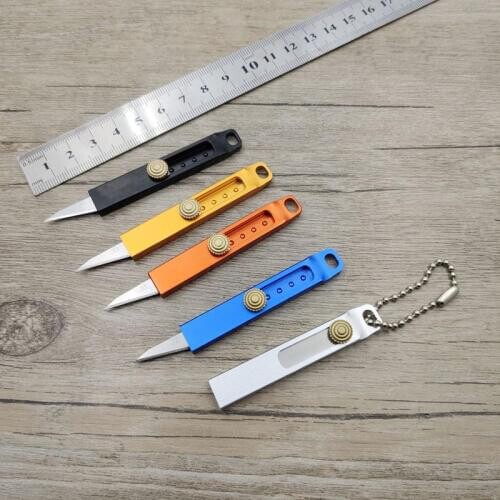FD-131 Mini Sliding Blade Pocket Knife Keychain Aluminum Alloy Handle Portable EDC Outdoor Survival Utility Knife Tools