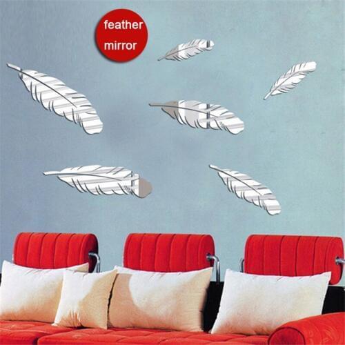 Funlife Upscale Funny Stereo TV Background Wall Mirror Facing Environmental Protection Crystal PS Feather Mirror Wall Stickers