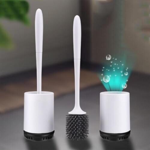 Hygienic Toilet Brush Silicone Soft Bristle Wall-mounted Bathroom Toilet Brush Holder Set Household Cleaning Product