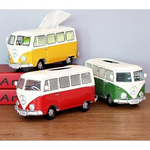 Creative Retro Bus napkin drawer tissue box Bar Restaurant Hotel home living room decoration ornaments Tissue Holder Paper Case