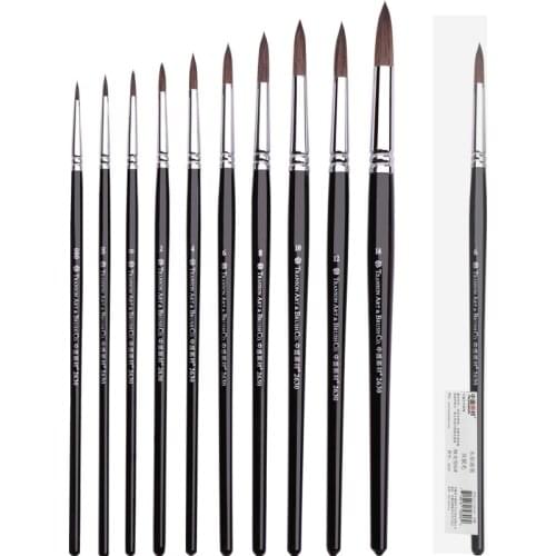 Round Squirrel Hair Brush Black Wooden Pole Suitable for Gouache Acrylic Oil Painting Artist Watercolor Brush Art Supplies