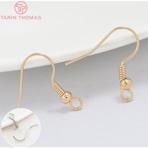 12PCS 15x18MM 24K Champagne Gold Color Plated Brass Earring Hook with Beads High Quality For Diy Jewelry Making Accessories