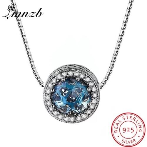 LMNZB Luxury Blue Beads Pan Charm Necklace Pendant Original Solid 925 Sterling Silver Pendant Necklace Fine Jewelry LPN067
