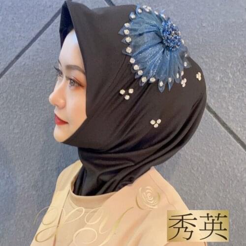 Multicolored Muslim Hijab For School Musulman Appliques Instant Caps